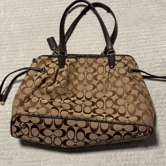 Brown and Teal Designer Tote Bag - Picture 2 of 8